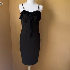 Chic Black Ruffle Midi Dress